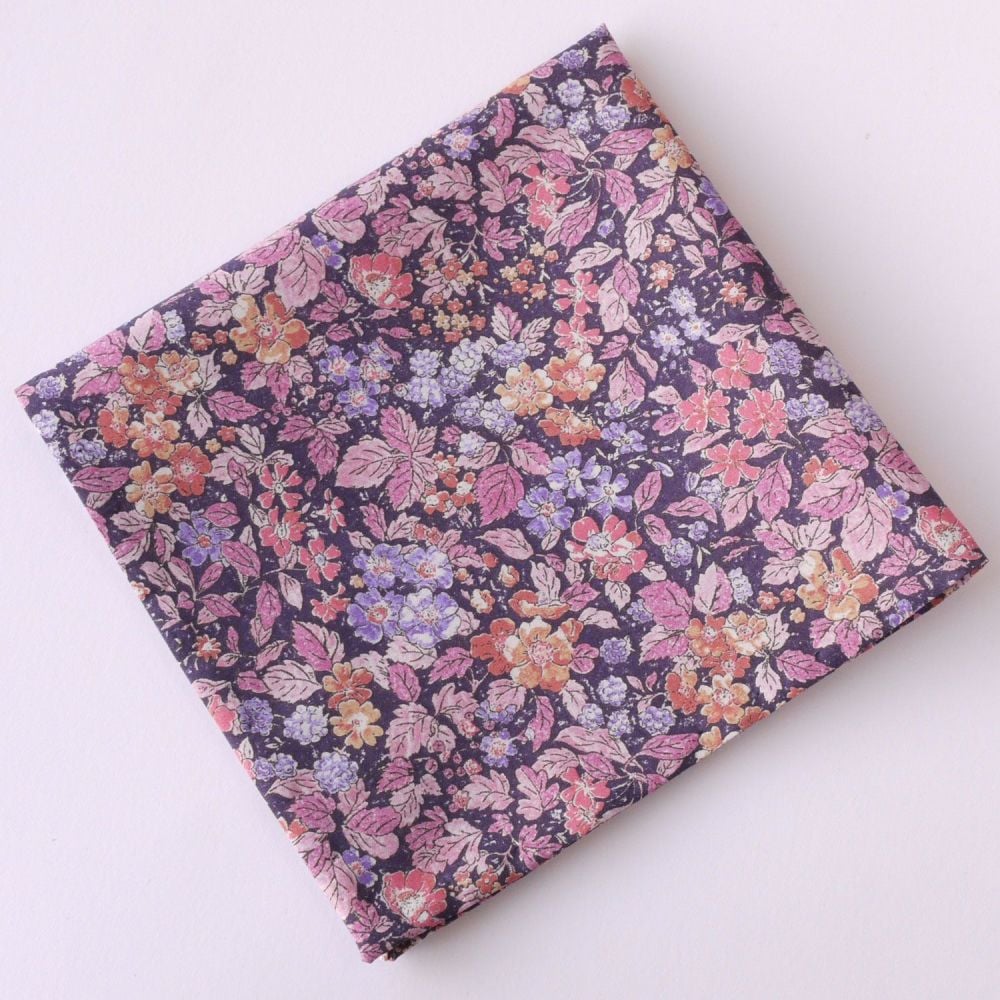Floral pocket square - Liberty tana lawn Prince George purple