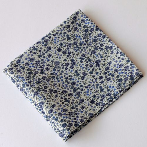 Blue grey floral pocket square - Liberty tana lawn Phoebe