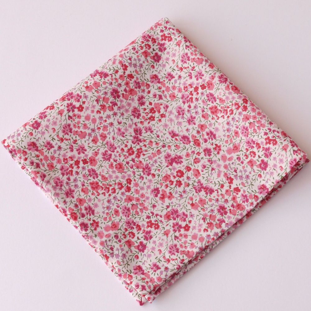 Pink floral pocket square - Liberty tana lawn Phoebe