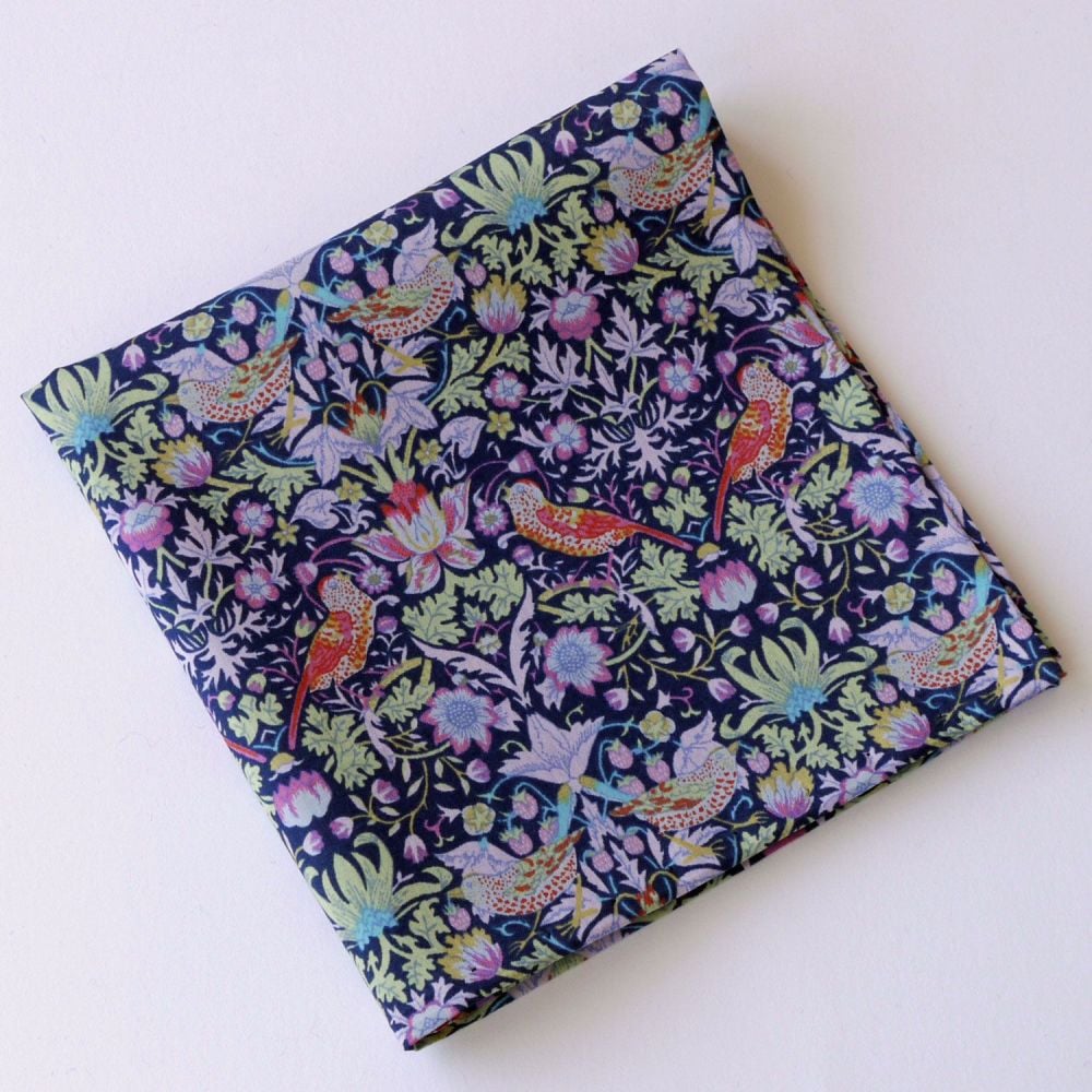 Strawberry Thief purple pocket square