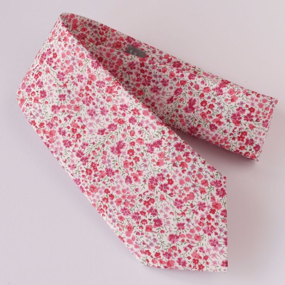 Pink floral Liberty tana lawn tie - Phoebe pink