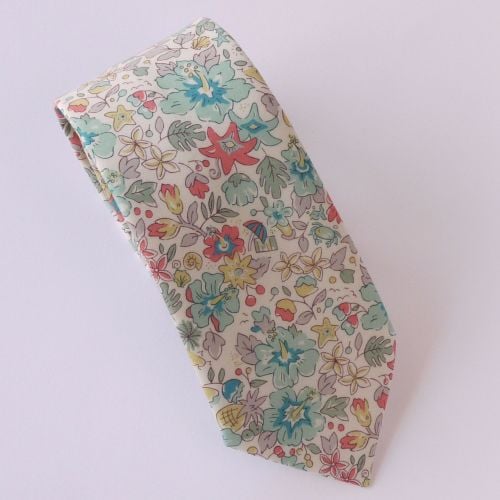 Fun floral Liberty print tie - Aloha Betsy green