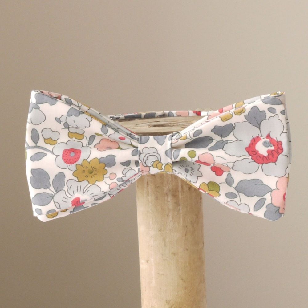 Floral bow tie - Liberty tana lawn Betsy grey
