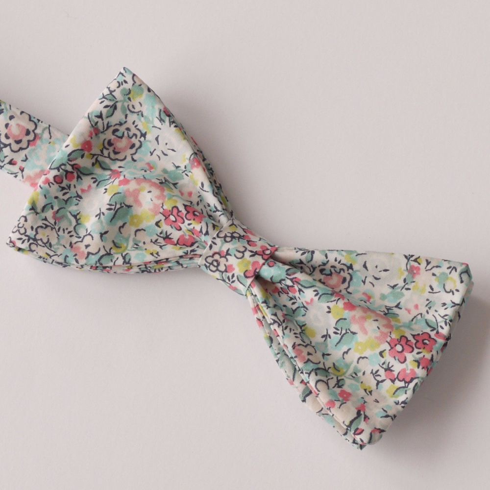 Floral Liberty print bow tie - Emma & Georgina turquoise