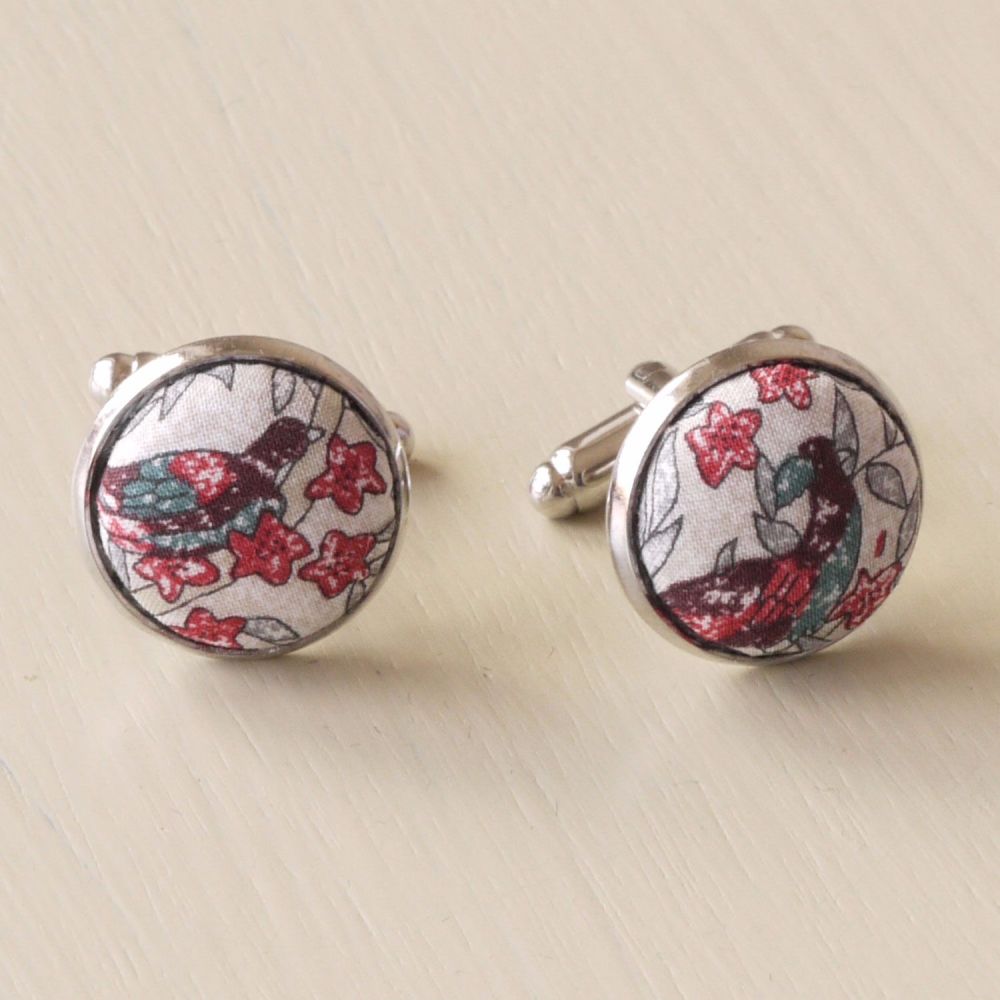 Liberty tana lawn silver plated cufflinks - Jess and Jean