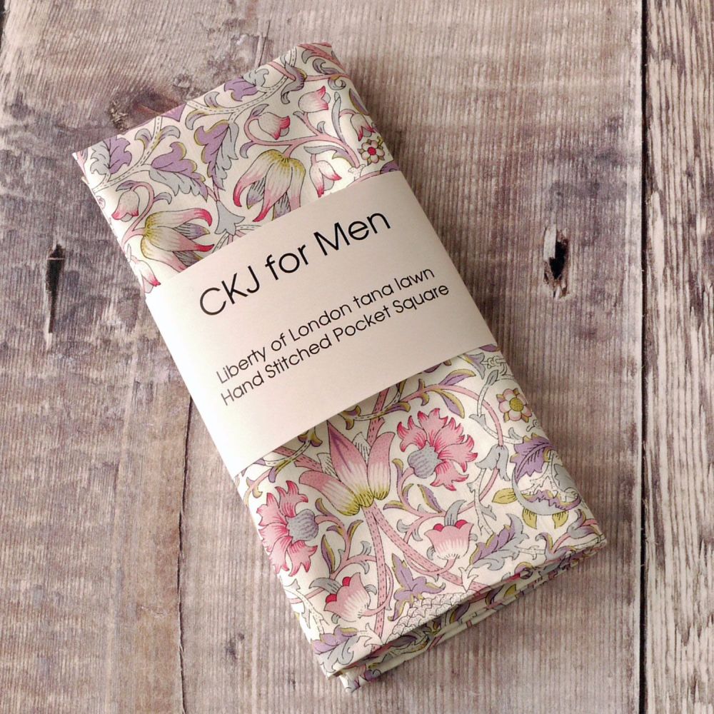Mens Pocket Square - Liberty tana lawn Lodden pink