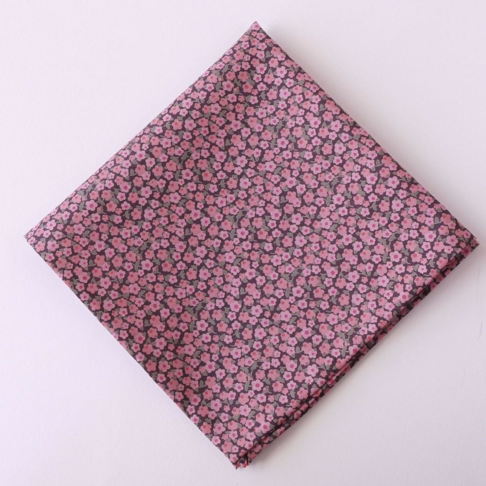 Pink floral pocket square - Liberty tana lawn Penny