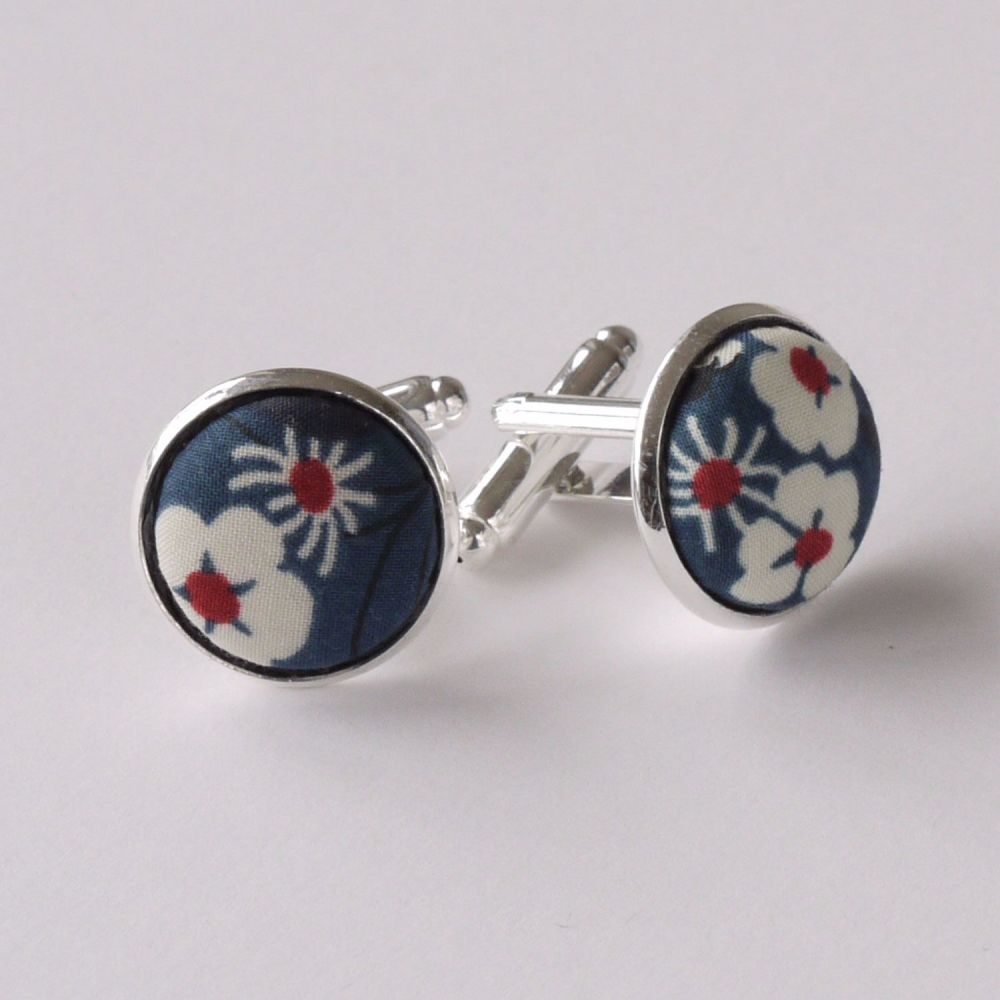 Liberty design Mitsi cufflinks - blue floral cufflinks
