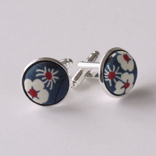 Liberty design Mitsi cufflinks - blue floral cufflinks