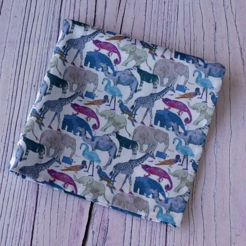 Fun zoo animal pocket square - Liberty print Queue for the Zoo