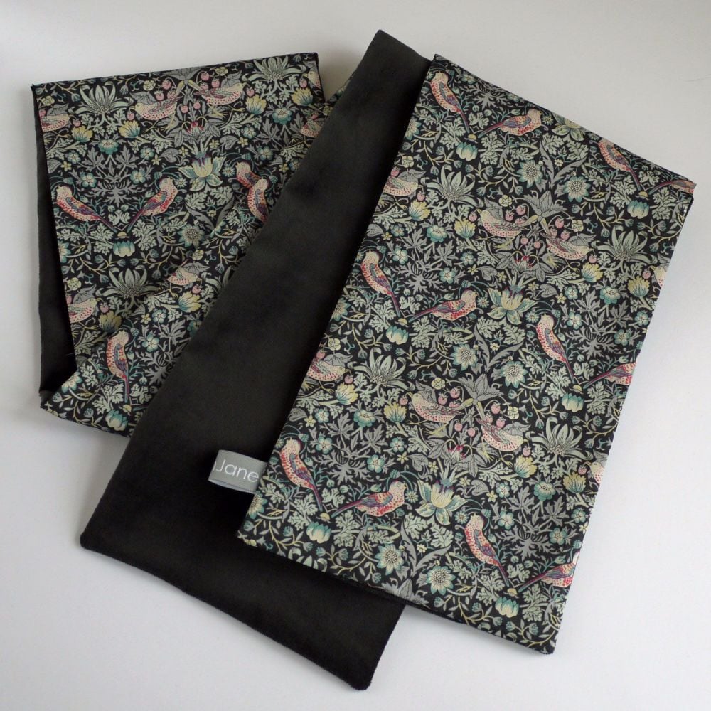 Liberty Strawberry Thief and Grey Velveteen Scarf
