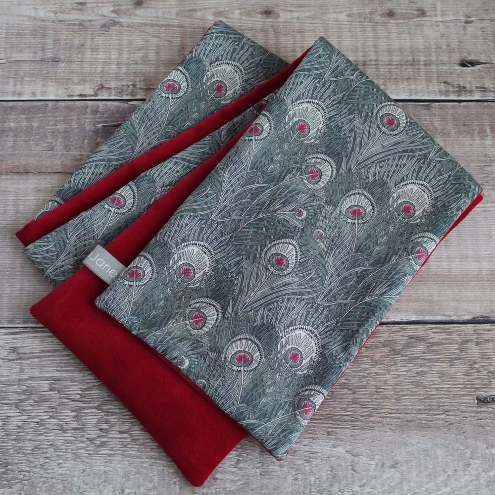 Liberty Hera Grey and Red Velveteen Scarf