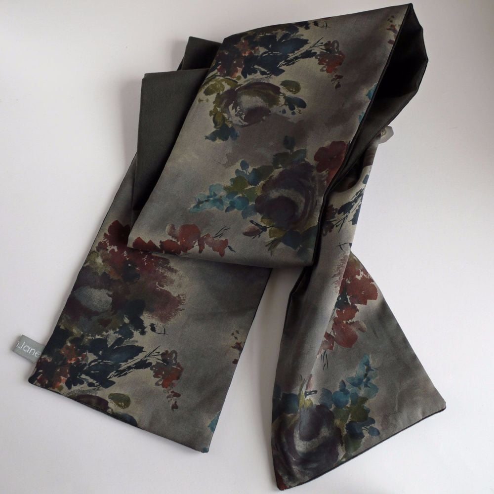 Liberty print Denise Eva and charcoal grey velveteen scarf