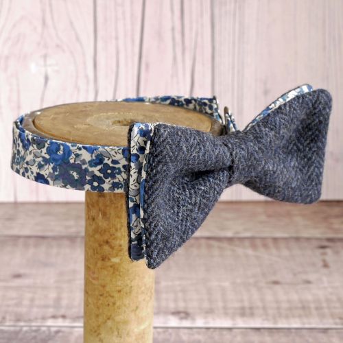 Blue tweed and Liberty print Emma & Georgina bow tie