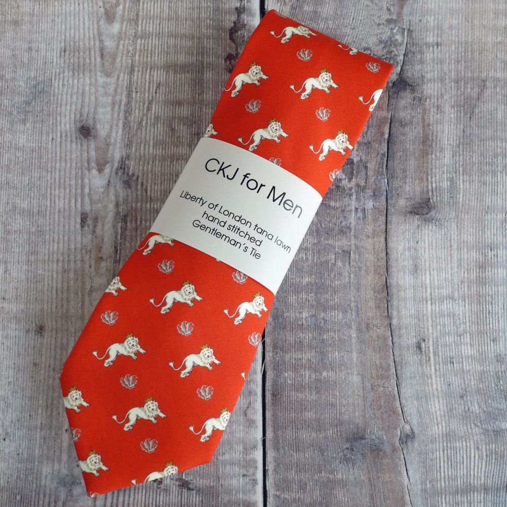 Lion design Liberty print tana lawn tie - King red