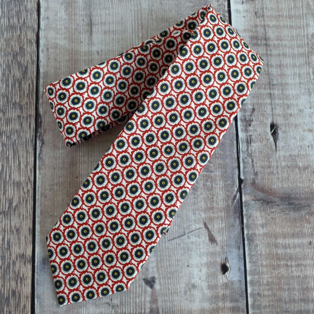 Gentleman's handstitched Liberty print tie - Solar orange
