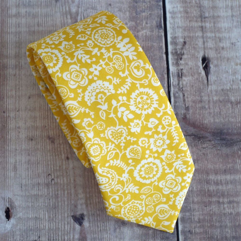 Liberty print tie - Clare and Emily yellow tie