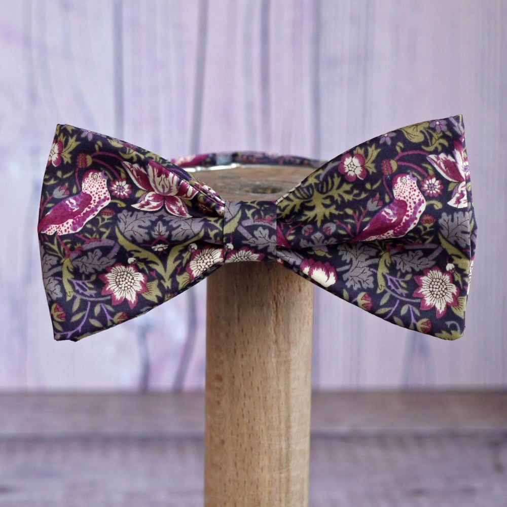 Strawberry Thief brown Liberty print bow tie