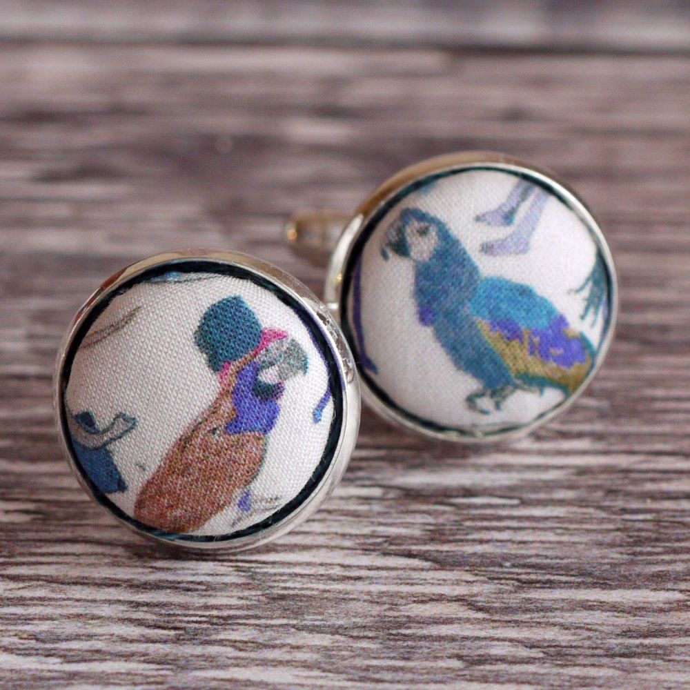 Liberty tana lawn silver plated cufflinks - Franche blue