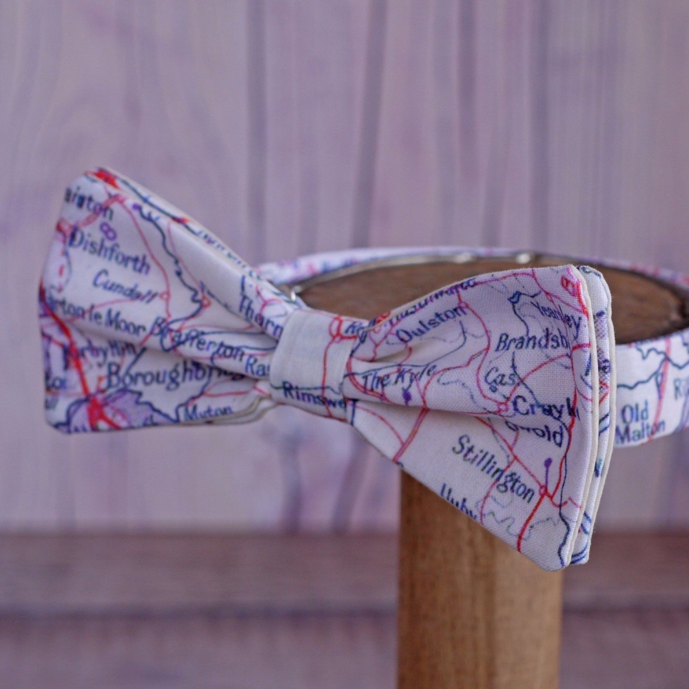 Yorkshire map print bow tie - Easingwold Boroughbridge