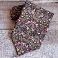Brown Strawberry Thief cravat made from Liberty fabric