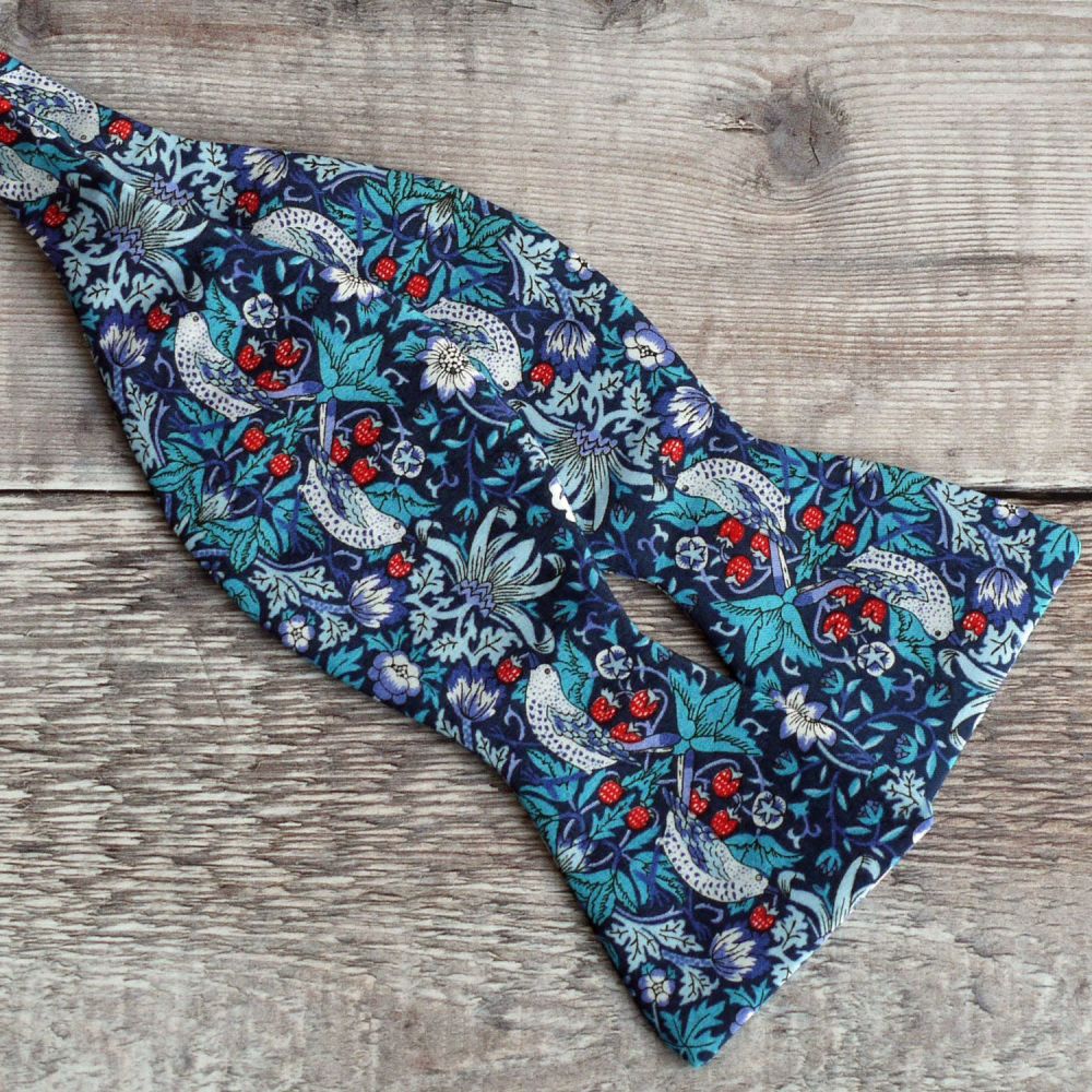 Strawberry Thief navy blue Liberty print bow tie