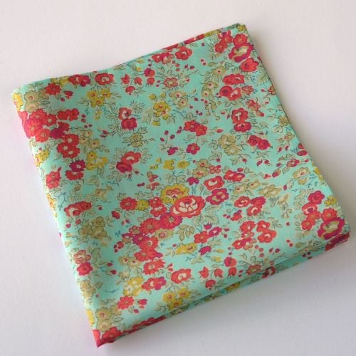 Liberty print floral pocket square - Tatum aqua