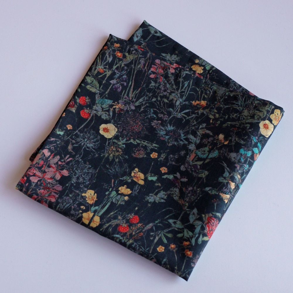 Floral men's pocket square - Liberty tana lawn Emilia's Flowers pink