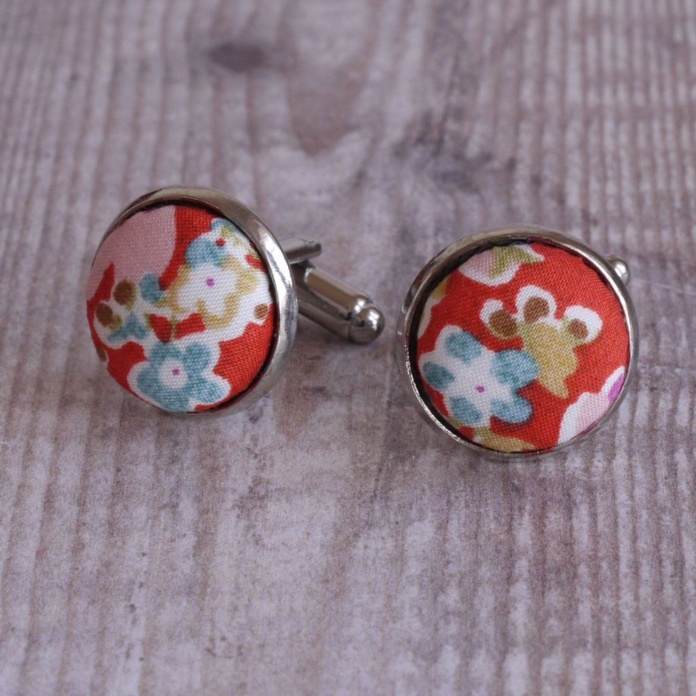 Liberty tana lawn silver plated cufflinks - Mia Island