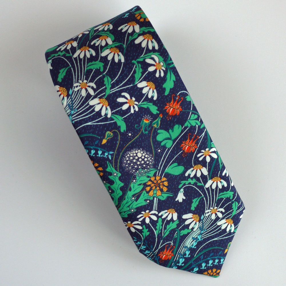 Floral Liberty print tie - Alpine Pasture blue tie