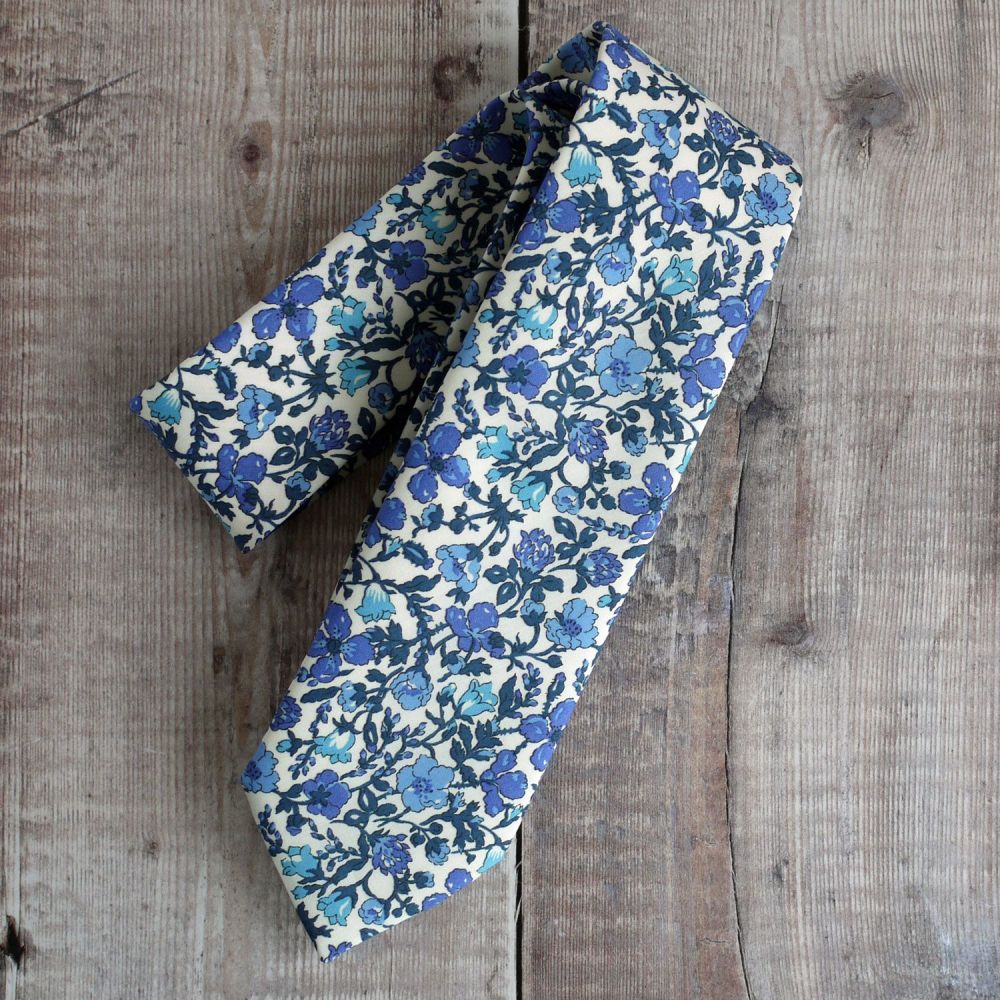 Floral Liberty print tie - Meadow blue tie