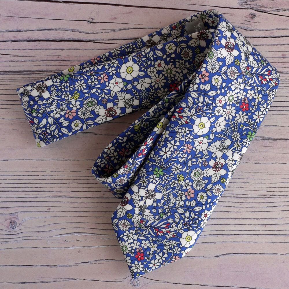 Blue floral Liberty print tie - June's Meadow
