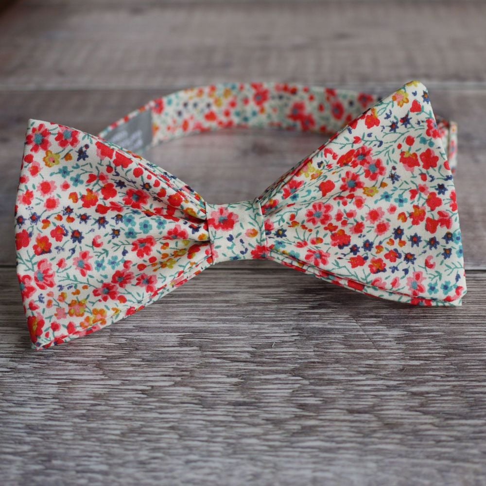 Liberty print tana lawn bow tie - Phoebe coral