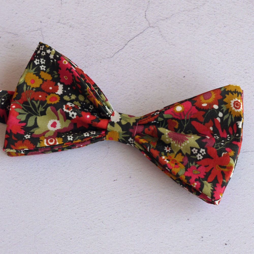 Manuela orange Liberty print floral bow tie
