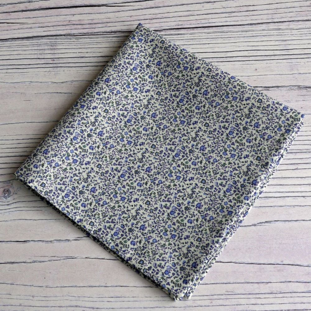Blue floral pocket square - Liberty tana lawn Newland