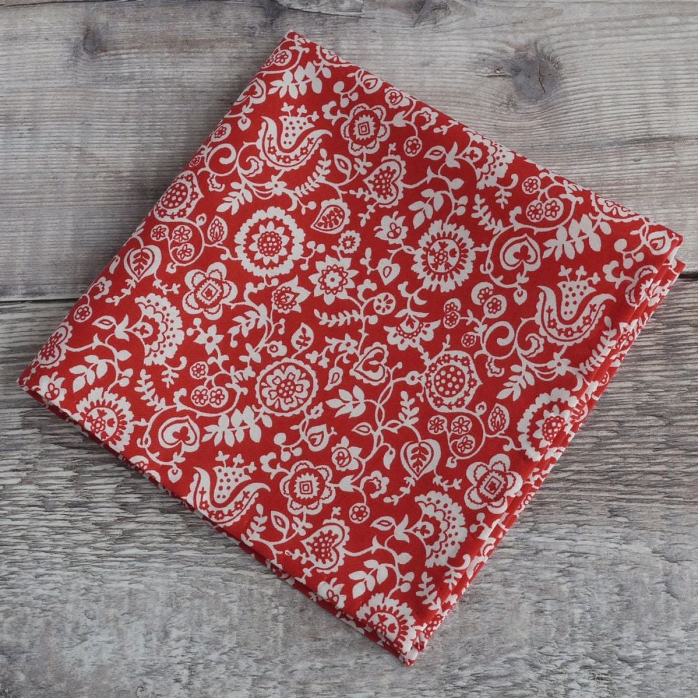 Mens pocket square - Liberty tana lawn Clare and Emily red
