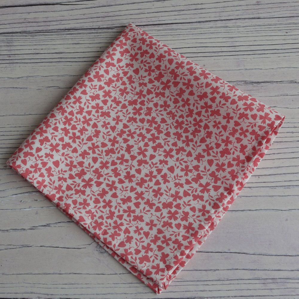 Red hearts and butterflies pocket square - Liberty tana lawn Gracey