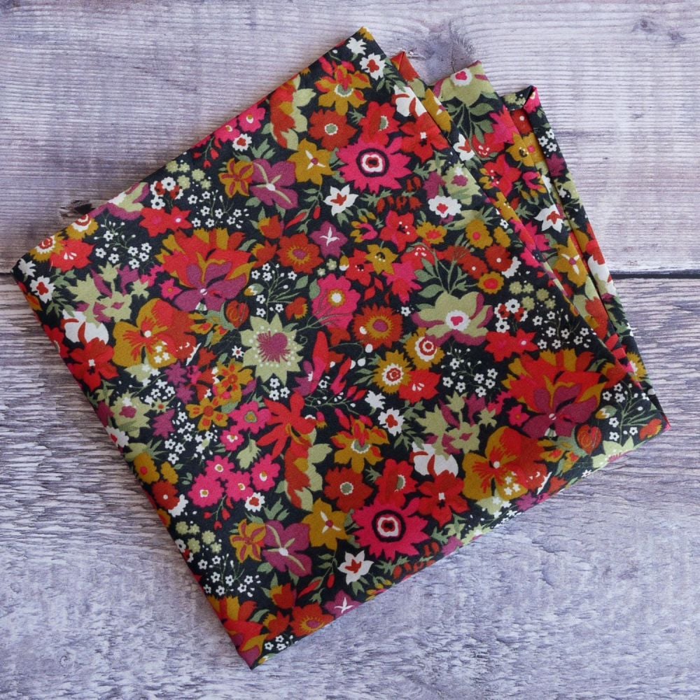 Floral pocket square - Liberty tana lawn Manuela orange