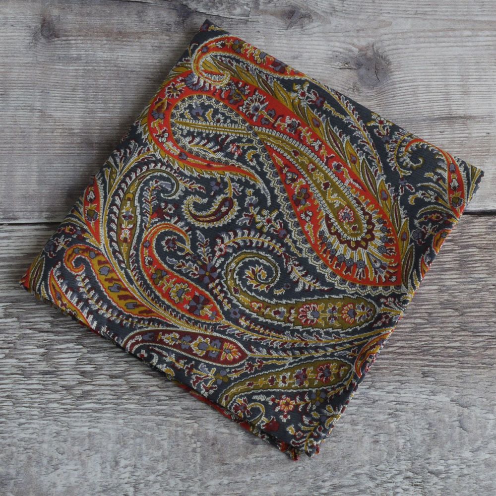 Mens pocket square - Liberty tana lawn Felix & Isabelle blue and orange
