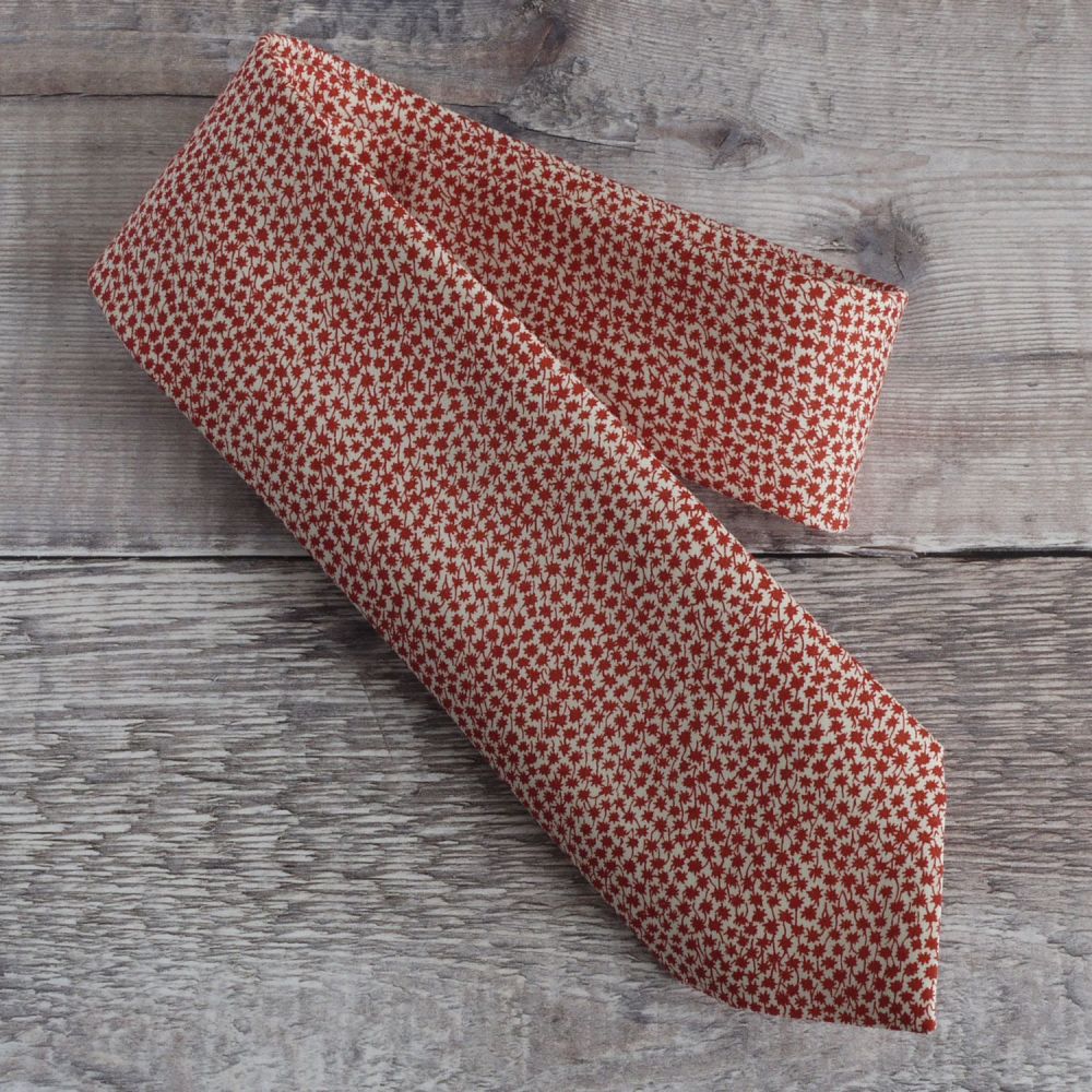 Hand stitched Liberty tana lawn tie - Marco - red tie