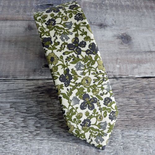 Floral Liberty print tie - Meadow green