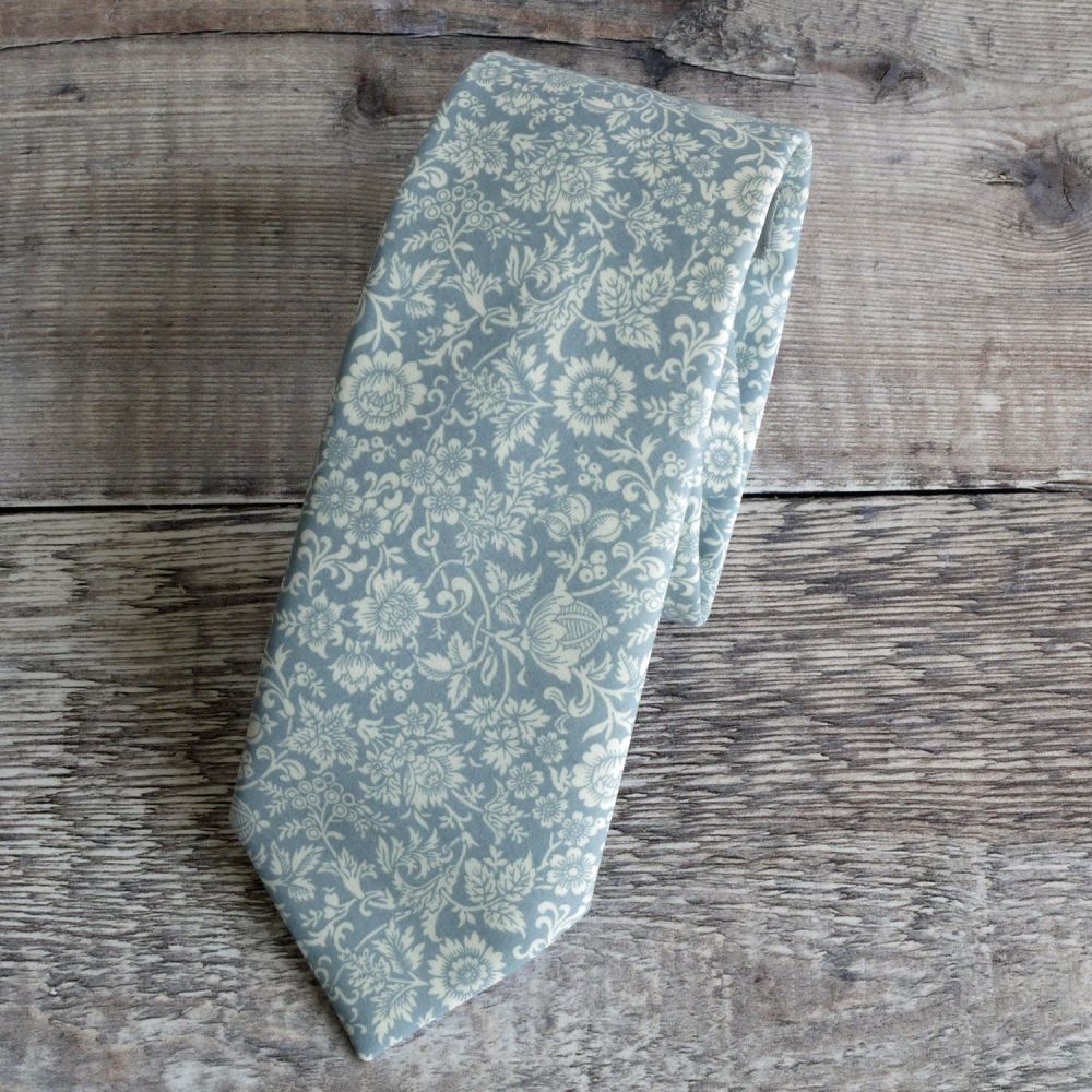 Blue floral Liberty tana lawn tie - Kelmscott Garden