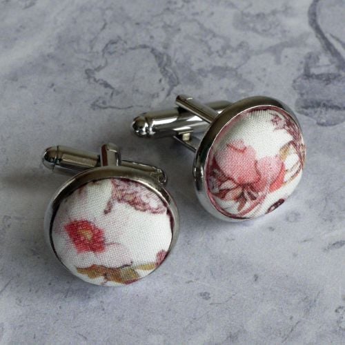 Floral Liberty print cufflinks - Wild Flowers pink