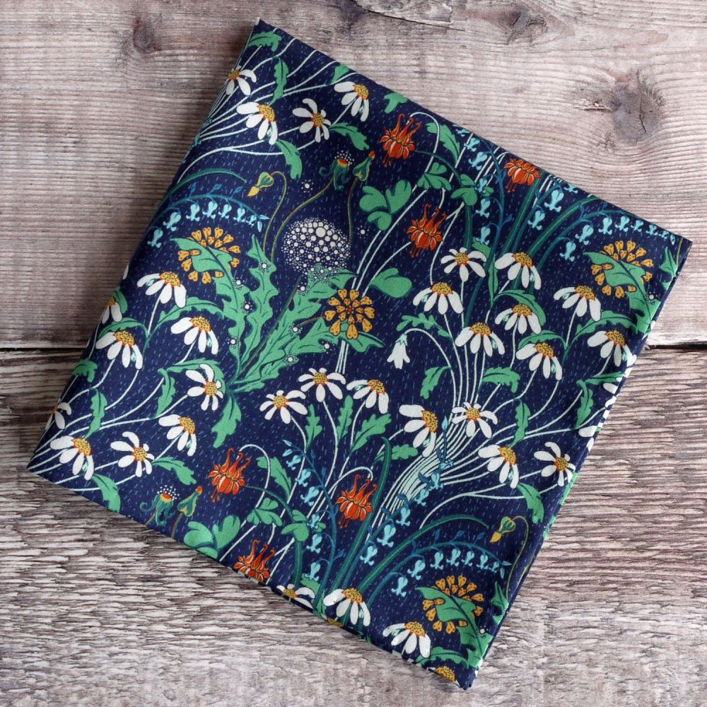 Blue floral pocket square - Liberty tana lawn Alpine Pasture
