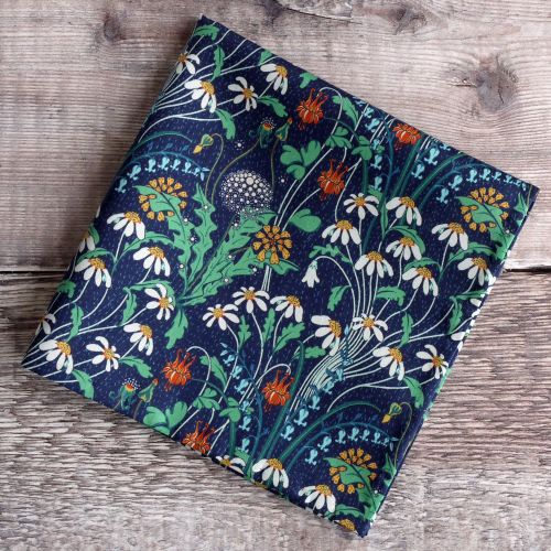 Blue floral pocket square - Liberty tana lawn Alpine Pasture