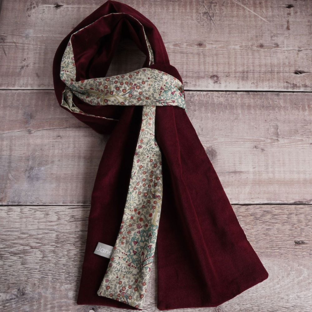Liberty Jess & Jean with claret velveteen scarf