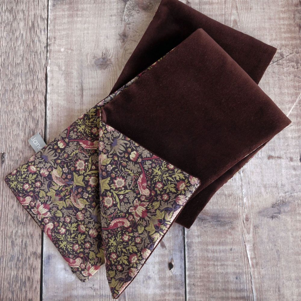 Liberty Strawberry Thief and Brown Velveteen Scarf