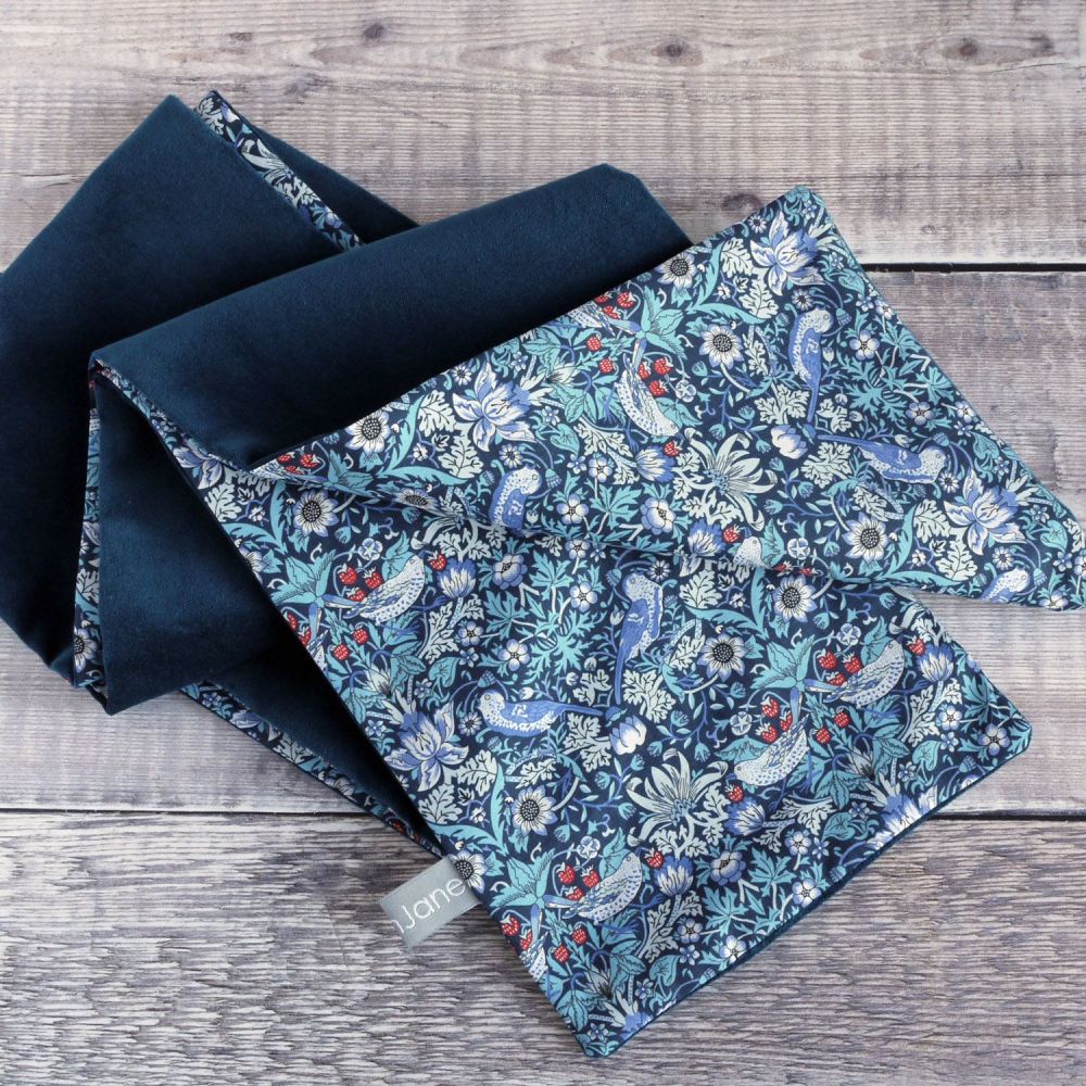 Liberty Strawberry Thief and teal velveteen scarf