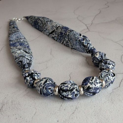Bourton blue paisley Liberty print necklace