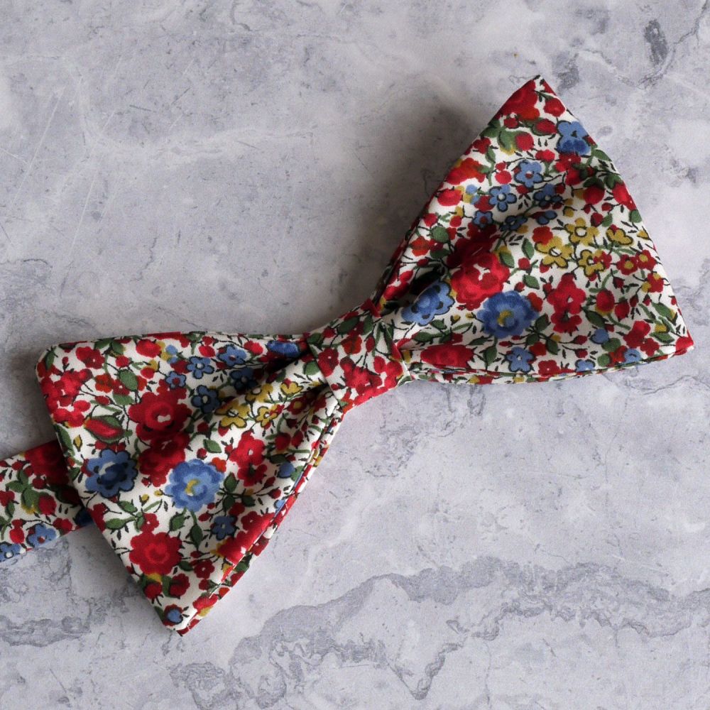 Floral Liberty print bow tie - Emma & Georgina red and blue